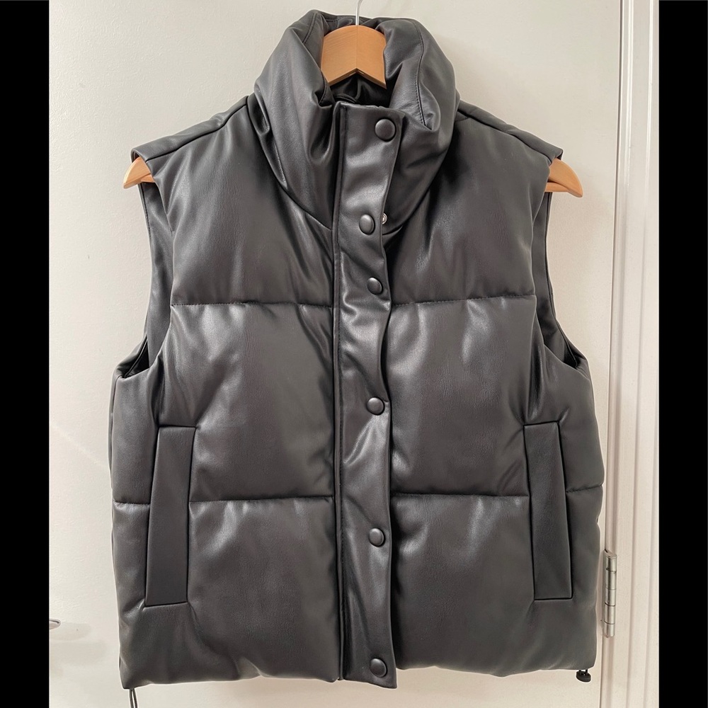 Zara faux leather puffer vest (NWT)